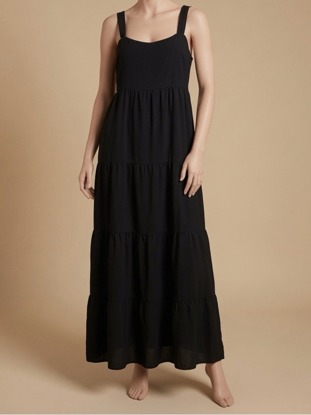 Black Tiered Maxi Dress with Straps